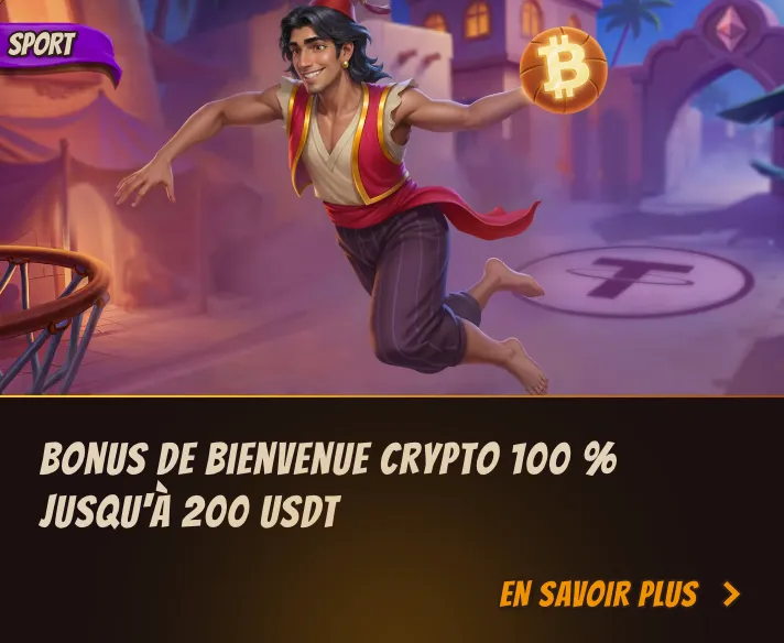 Bonus de bienvenue crypto 100 % jusqu’à 200 USDT